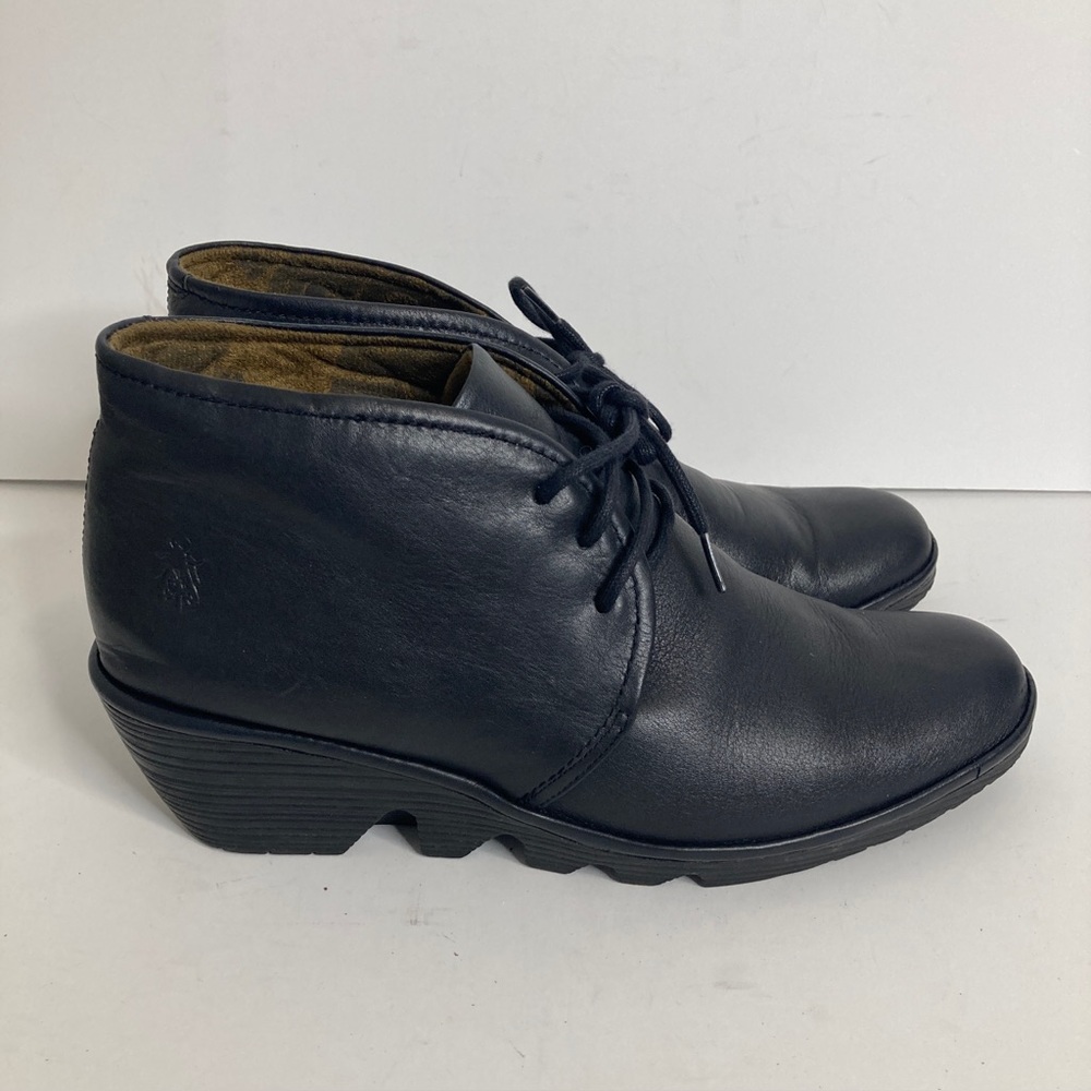 Fly London Boots Womens 40 US 9 9.5 Wedge Chunky Booties Ankle Boots Lace Up